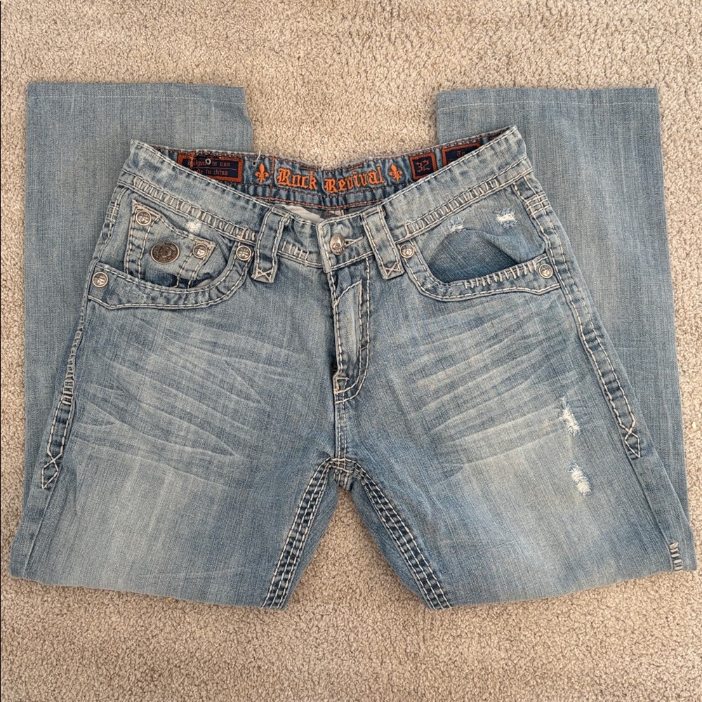 Rock Revival Light Blue Denim with Cream Patch